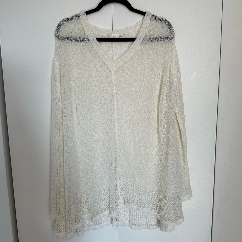 Millau Tunic Cover Up Sweater - Sheer White